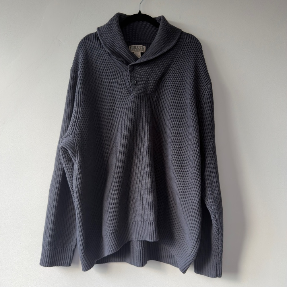 Duluth Trading Co Shawl Collar Crewneck‎ Sweater - Charcoal